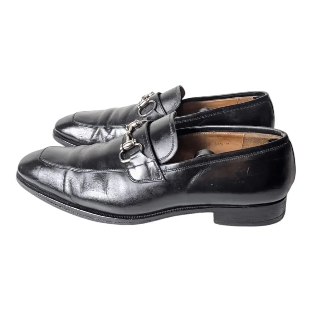 MAGNANNI Black Leather Bit Loafer Size 11.5M